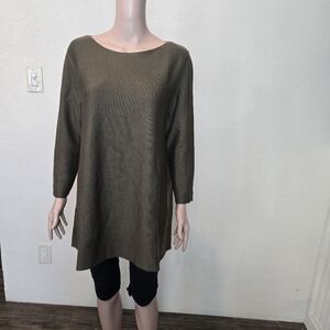 Cos Women's Blouse Green Olive  Size Large Long Sleeve Wool Blend